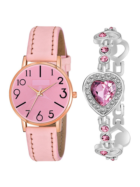 

Rage Enterprise Pink Dial & Leather Straps Analogue Watch