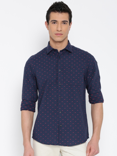 

Blackberrys Men Navy Slim Fit Self-Design Casual Shirt, Navy blue