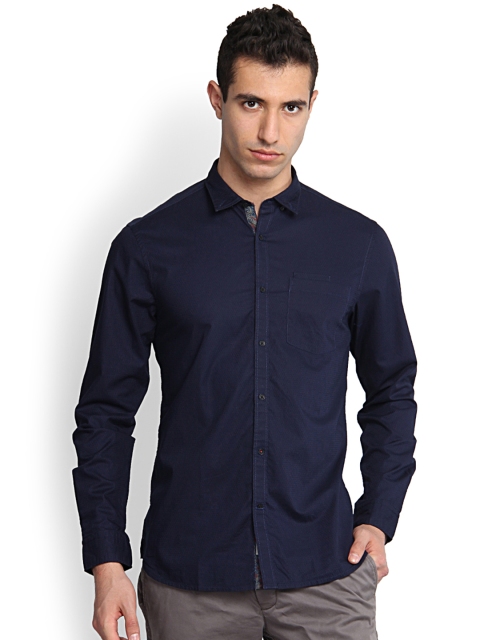 

Blackberrys Men Navy Slim Fit Solid Casual Shirt, Navy blue