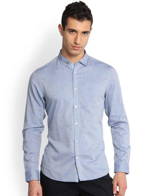 

Blackberrys Men Blue Slim Fit Self-Design Casual Shirt