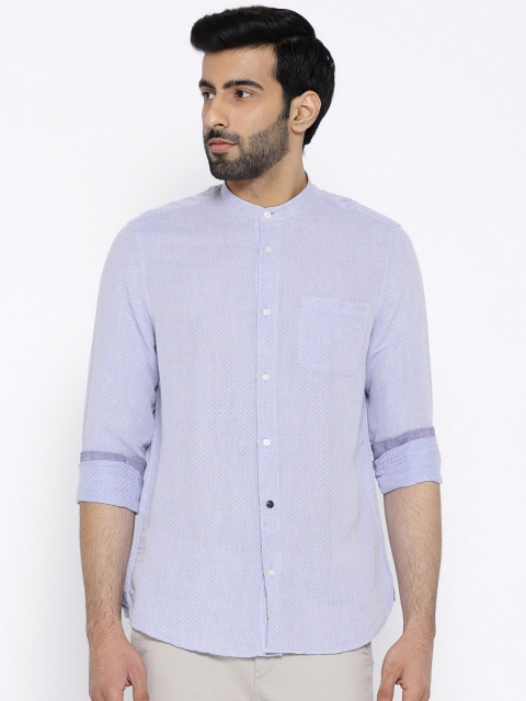 

Blackberrys Men Blue & White Smart Fit Self Design Casual Shirt