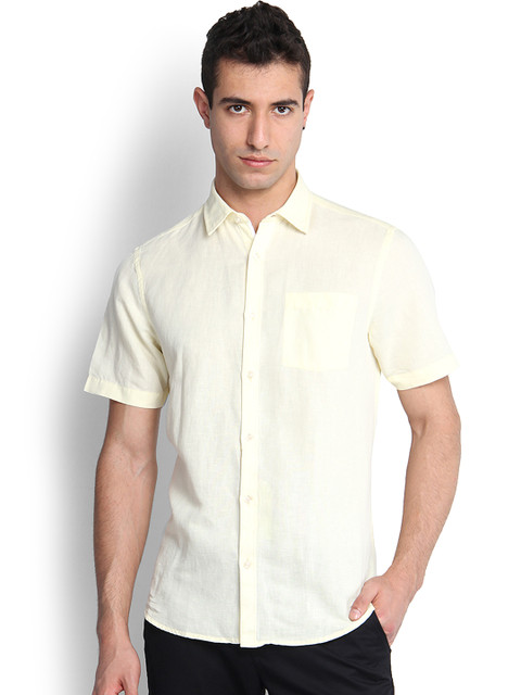 

Blackberrys Men Cream-Coloured Slim Fit Solid Casual Shirt