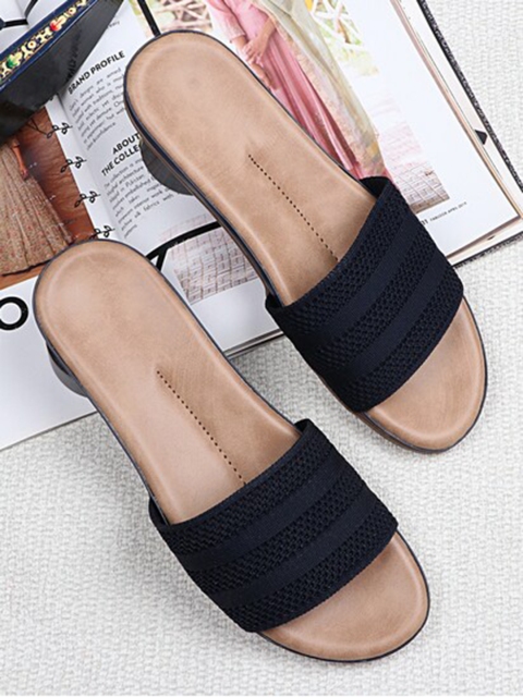 

THE WHITE POLE Women Navy Blue Ethnic Open Toe Flats
