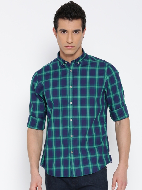 

Blackberrys Men Green Slim Fit Checked Casual Shirt