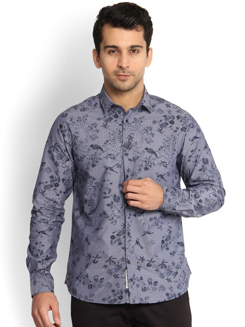 

Blackberrys Men Blue Slim Fit Printed Casual Shirt