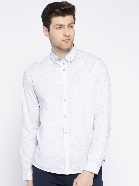 

Blackberrys Men White Slim Fit Self-Design Casual Shirt