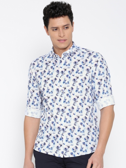 

Blackberrys Men White Slim Fit Printed Casual Shirt