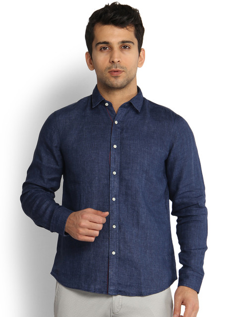 

Blackberrys Men Blue Slim Fit Solid Chambray Shirt