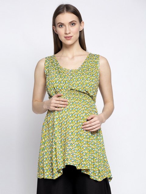 

Tiara Yellow Floral Print Longline Top