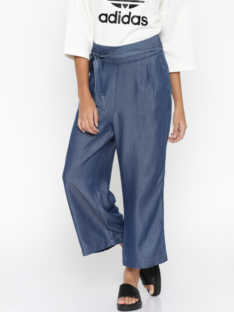 

ELLE Women Blue Solid Parallel Trousers