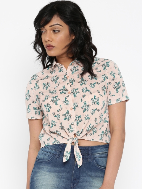 

ELLE Women Peach Printed Shirt