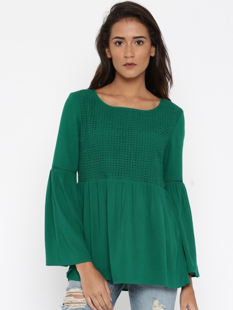 

ELLE Women Green Self-Design Top