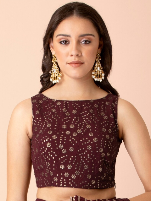 

INDYA Maroon Embellished Georgette Blouse