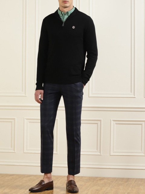 

Ted Baker Men Navy Blue Solid Regular Fit Wool Trousers