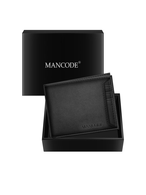 

MANCODE Men Black Solid Leather Two Fold Wallet