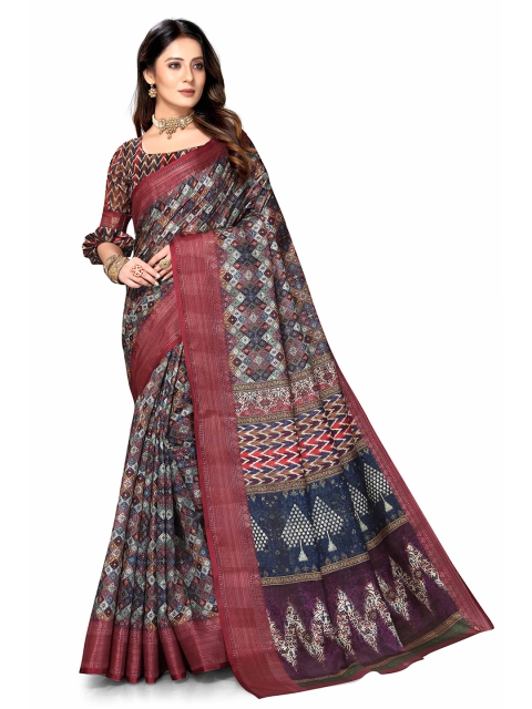 

Mitera Maroon & Brown Woven Design Art Silk Patola Saree