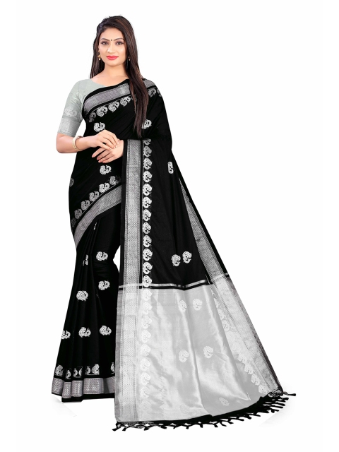 

Mitera Black & White Woven Design Art Silk Saree