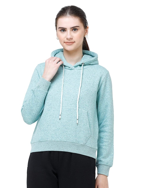 

DECHEN Women Green Hooded Sweatshirt