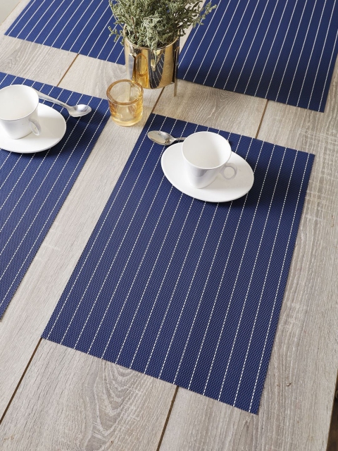 

BIANCA Set of 6 Blue Striped Rectangle Table Placemats