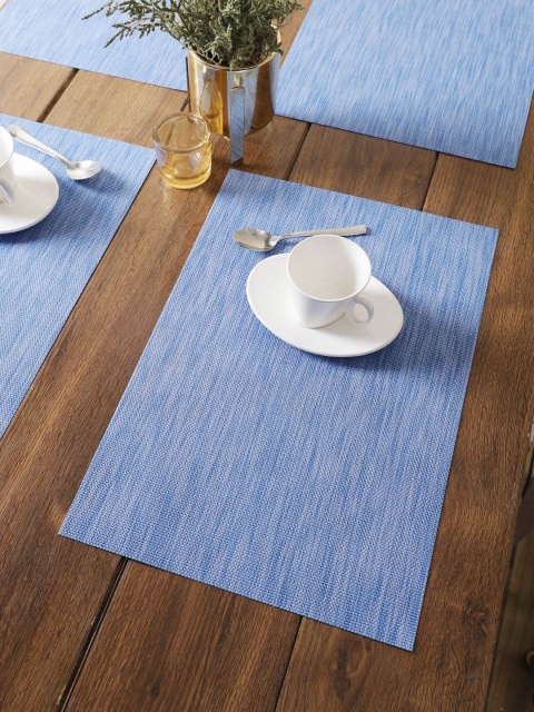 

BIANCA Set Of 6 Blue Textured Table Placemats