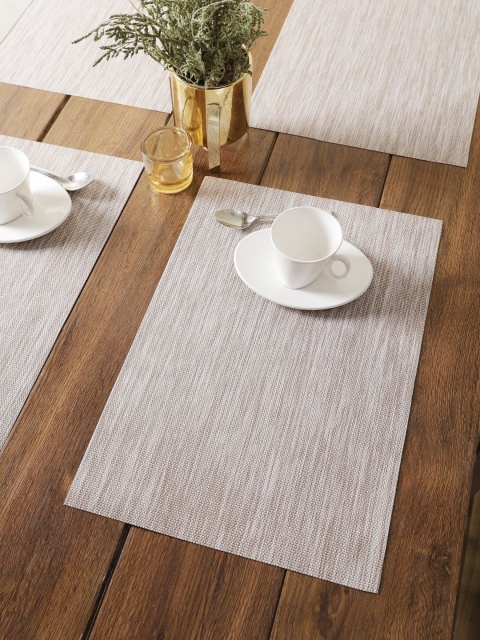 

BIANCA Set of 6 Off-White & Brown Solid Table Placemats
