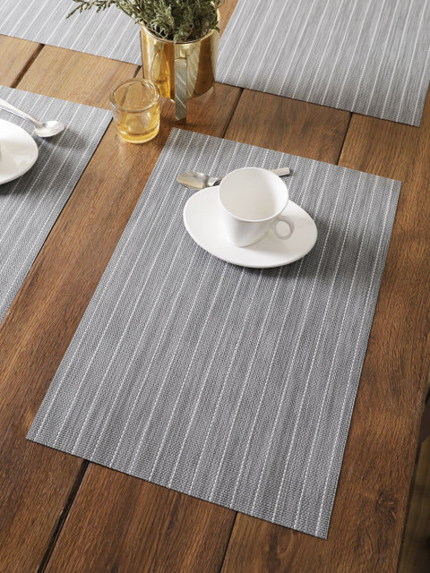 

BIANCA Set Of 6 Grey Striped Table Placemats