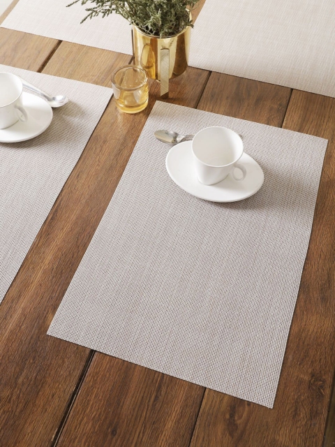 

BIANCA Set Of 6 Copper-Coloured Woven Table Placemats, Grey