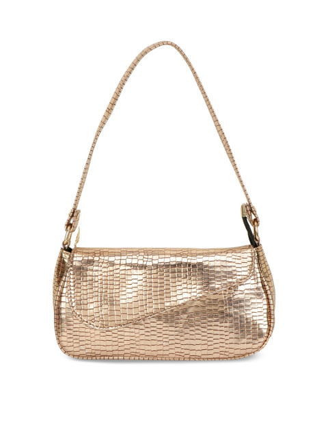 

ZEVORA Rose Gold PU Embellished Structured Shoulder Bag