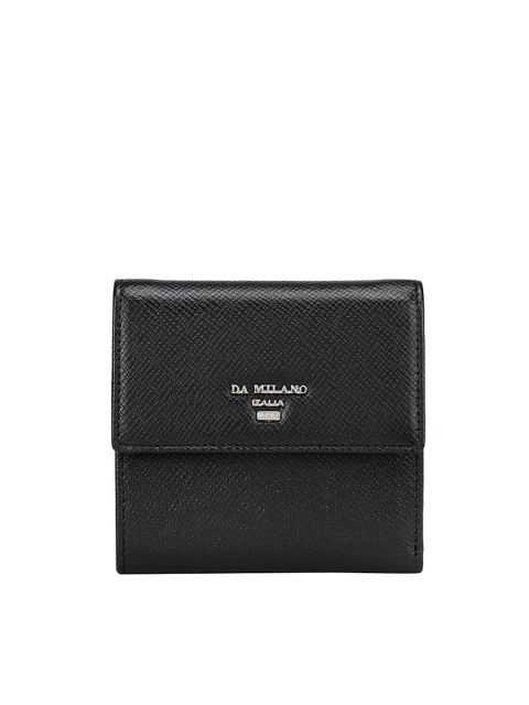 

Da Milano Women Black Textured Leather Two Fold Wallet