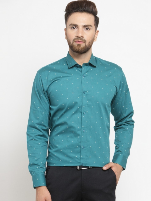 

JAINISH Men Green Classic Printed Formal Shirt