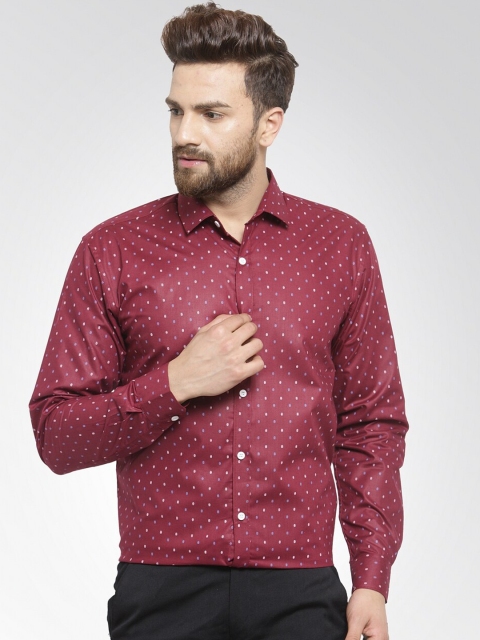 

JAINISH Men Maroon Classic Printed Formal Shirt