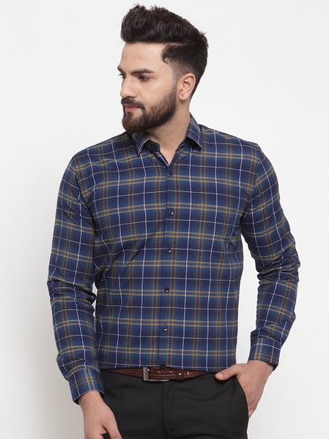 

JAINISH Men Blue & Brown Classic Tartan Checks Checked Formal Shirt