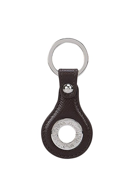 

Da Milano Brown & Silver-Toned Textured Leather Key Chain