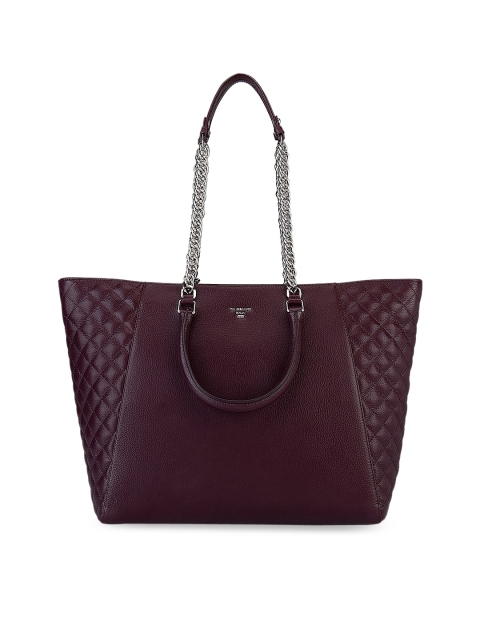 

Da Milano Purple Textured Leather Structured Shoulder Bag with Quilted
