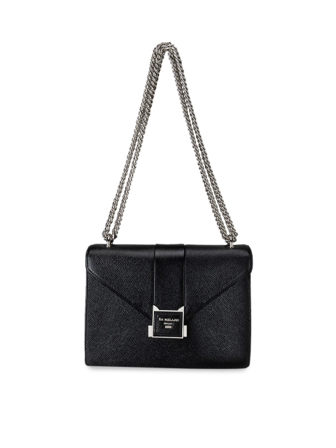 

Da Milano Black Textured Leather Structured Sling Bag