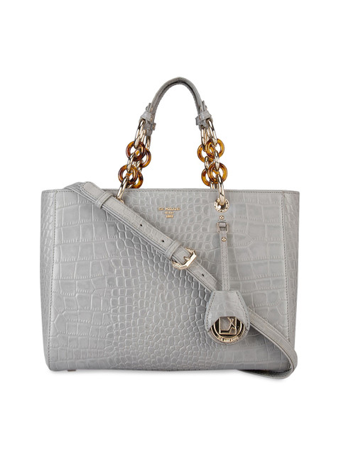 

Da Milano Grey Textured Leather Structured Handheld Bag