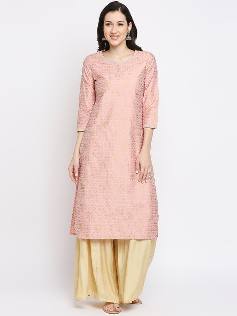 

Ethnicity Women Peach-Coloured Ethnic Motifs Kurta