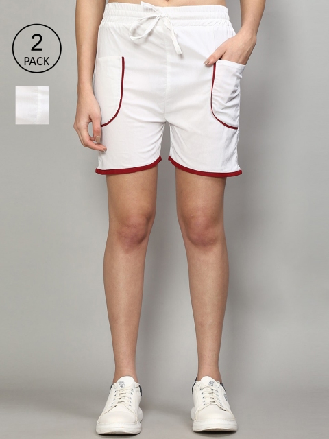 

GRACIT Women White Striped Running Shorts