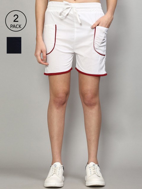 

GRACIT Women White Striped Running Shorts