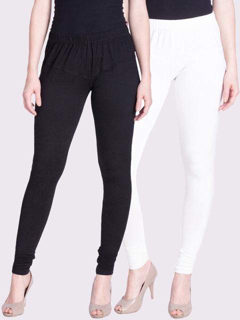 

LYRA Women Pack Of 2 Solid Churidar-Length Leggings, White