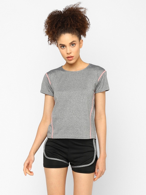 

JerfSports Women Grey & Black Solid T-shirt & Shorts Set