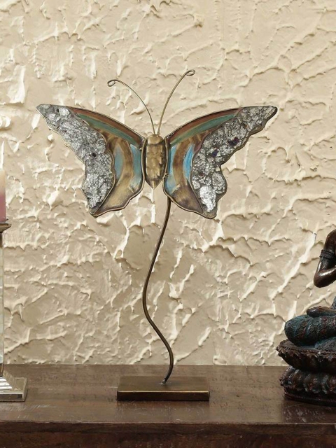 

vedas Metallic-Toned & Blue F-Oja Butterfly Big Table Dcor Showpiece
