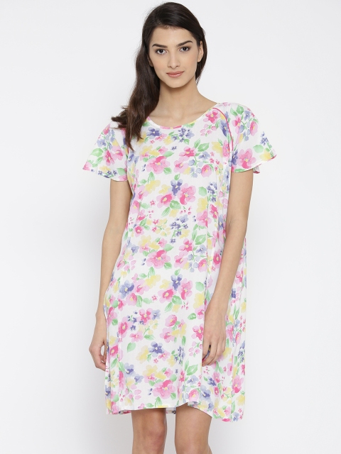 

The Kaftan Company White & Pink Floral Print Nightdress NT_ELISH004