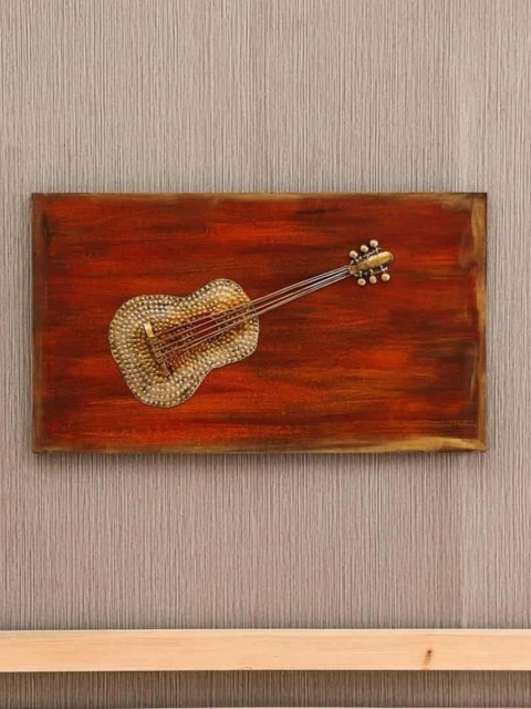 

vedas Metallic-Toned & Red W-Guitar Board Wall Decor