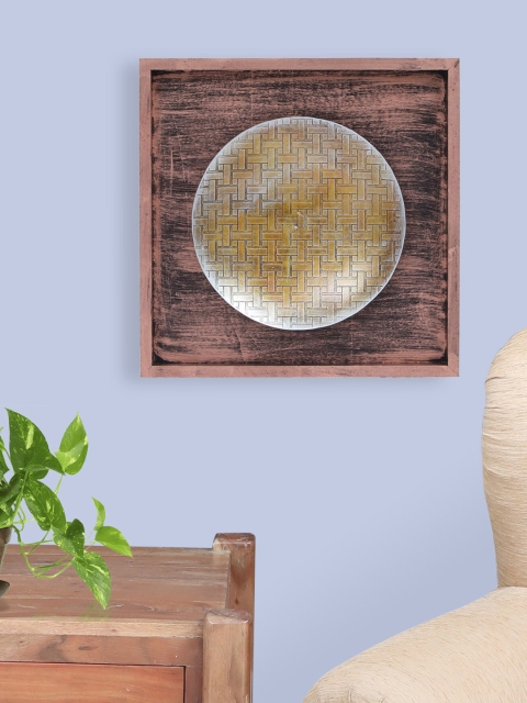 

vedas Metallic-Toned & Brown W-Brick Disc Wall Decor