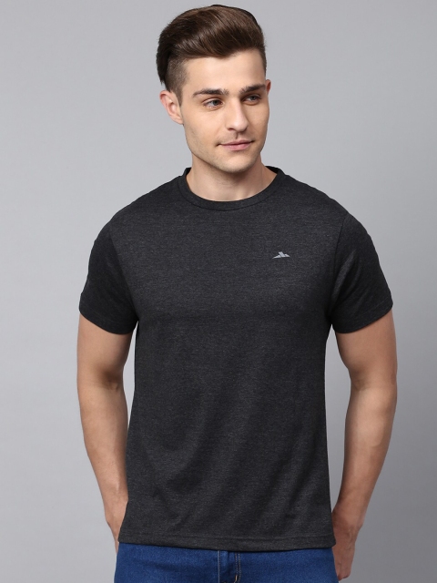 

SPARROWHAWK Men Charcoal Solid Cotton T-shirt