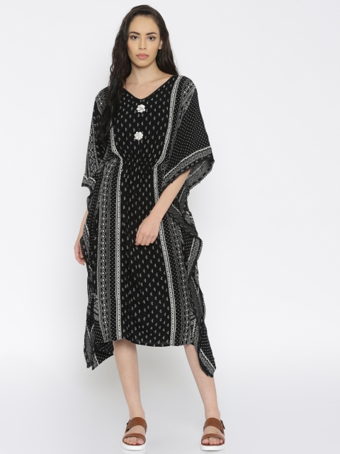 

The Kaftan Company Black & White Printed Kaftan Cover-Up Dress RW_HOLIDY018