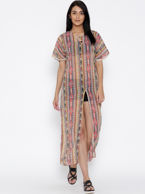 

The Kaftan Company Cream-Coloured & Pink Printed Maxi Cover-Up Dress RW_KLSICMX002