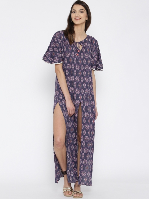 

The Kaftan Company Blue Printed Cover-Up Dress RW_KLSICMX003