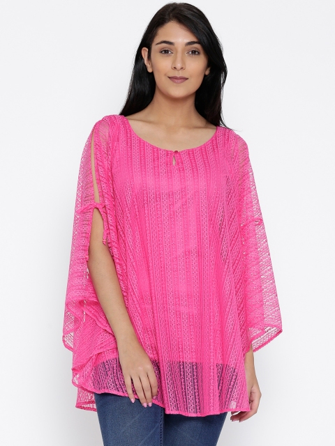 

The Kaftan Company Women Pink Lace Kaftan Top